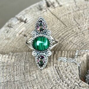 NEW! Malachite & Rainbow Quartz Ring
